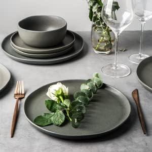 AmorArc Ceramic Dinnerware Sets, Wavy Rim Stoneware Plates and Bowls Sets,Dishwasher & Microwave & Oven Safe Dishes set, Service for 6 (18pc)