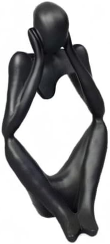 Asng Resin Thinker Style Abstract Sculpture Statue Collectible Figurines Home Office Bookshelf Desktop Decor (Black,Think Deeply, Large)