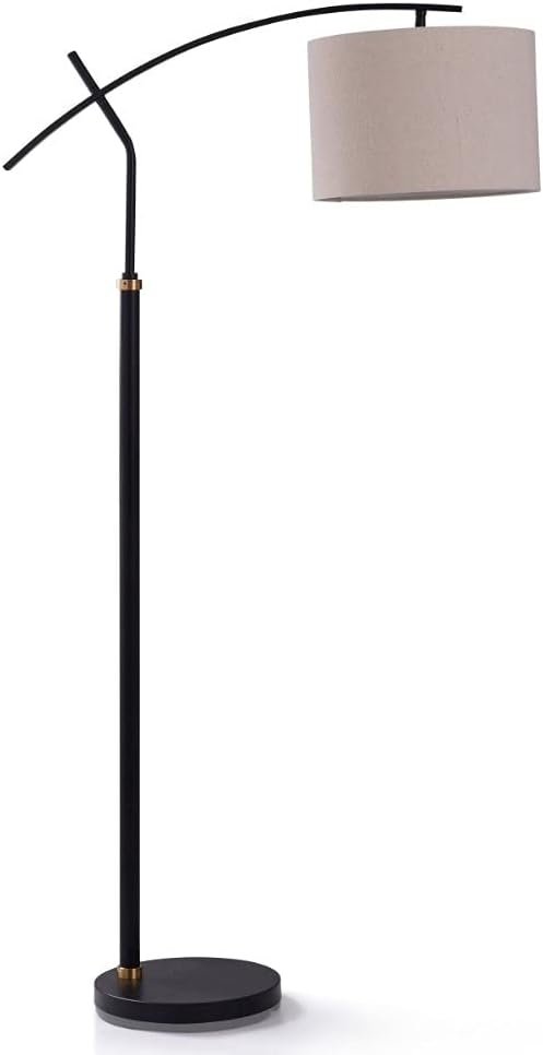 Dudley Black and Brass Metal Adjustable Arch Floor Lamp