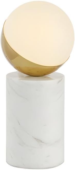 Luminara Glass & Marble Globe Table Lamp | Modern Lighting for Bedroom, Living Room, Office
