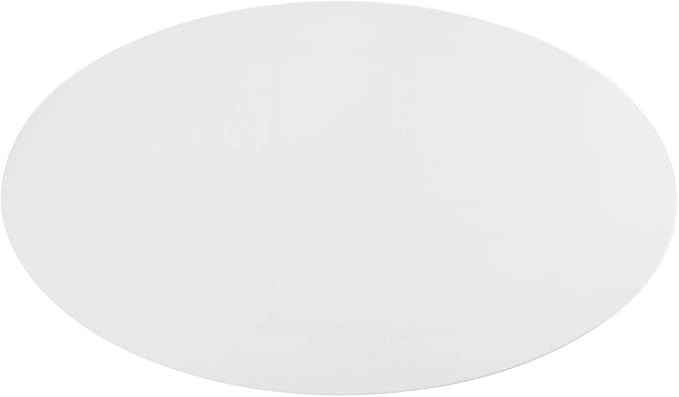 Modway Lippa 48" Oval-Shaped Mid-Century Modern Dining Table with White Wood Top and Black Base