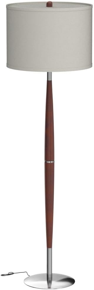 Brightech Lucas LED Floor Lamp, Modern Light for Living Rooms & Offices, Great Living Room Décor with Drum Shade & Handsome Wood Finish, Bohemian Standing Lamp for Bedroom Reading