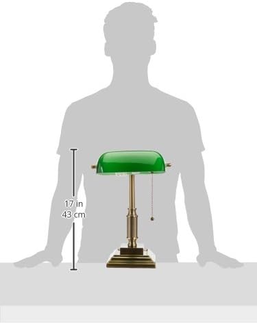 V-LIGHT Traditional Style CFL Banker's Desk Lamp with Green Glass Shade (VS688029AB)