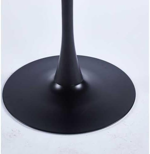 23.62 inches Square Dining Table for 2, Special Kitchen Table with Tulip Shape & Metal Pedestal Base, Mid Century Modern Bistro Black Tulip Table for Kitchen, Small Space, Cafe