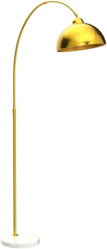 Contemporary Gold 73" Arc Floor Lamp with Hanging Dome Shade, Marble Base Adjustable Farmhouse Over the Couch Tall Stand Up Light, Industrial Task/Reading Standing Corner Lamp for Living Room Bedroom