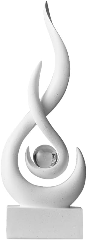 Modern Abstract Art Table Decoration,Resin Flame Statue Modern White Centerpiece Ornaments for Living Room Great Gift Idea Home Decor,Collectibles
