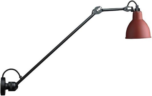 Adjustable Swing Arm Sconce Light Retro Metal Lamp Vintage Industrial Lantern for Kitchen, Living Room, Bedroom,Red-Long arm