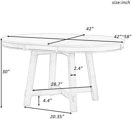 Bellemave 42"-58" Extendable Dining Table for 4-6, Solid Wood Oval Dining Kitchen Table with Removable Leaf, Farmhouse Circle Desk for Kitchen Living Room Space Saving (Natural Wood Wash)