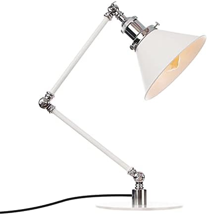 Vintage Industrial Metal Desk Lamp with Adjustable Swing Arm - Retro Black & Gold Task Lighting for Bedroom, Cafe, Reading, Nightstand, and Workstation