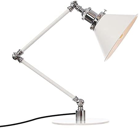 Vintage Industrial Metal Desk Lamp with Adjustable Swing Arm - Retro Black & Gold Task Lighting for Bedroom, Cafe, Reading, Nightstand, and Workstation