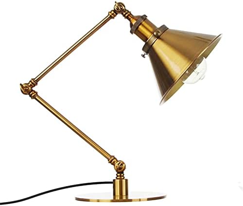 Vintage Industrial Metal Desk Lamp with Adjustable Swing Arm - Retro Black and Gold Task Light for Bedroom, Cafe, Reading and Nightstand Use