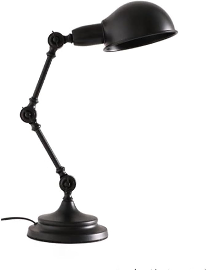 Vintage Desk Lamp Swing Arm Reading Light Adjustable Goose Neck Architect Table Bedroom Nightstand Bedside for Home(Black)