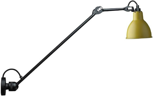 Adjustable Swing Arm Sconce Light Retro Metal Lamp Vintage Industrial Lantern for Kitchen, Living Room, Bedroom,White-Medium arm (Yellow Long arm)