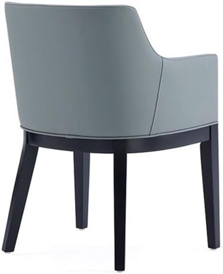 Manhattan Comfort Gansevoort Modern Faux Leather Dining Chair with Arms, Leatherette Upholstery on Solid Beech Wood Frame, Accent Furniture for Kitchen Table or Office, Set of 1, Pewter