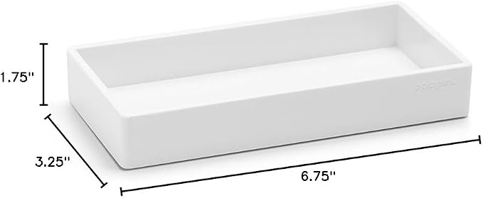 Poppin Stackable Small Accessory Tray - Modular Lacquer Desk Trays for Office Organization, Color-Coordinated Office Supplies for Desk (White, Small Accessory)