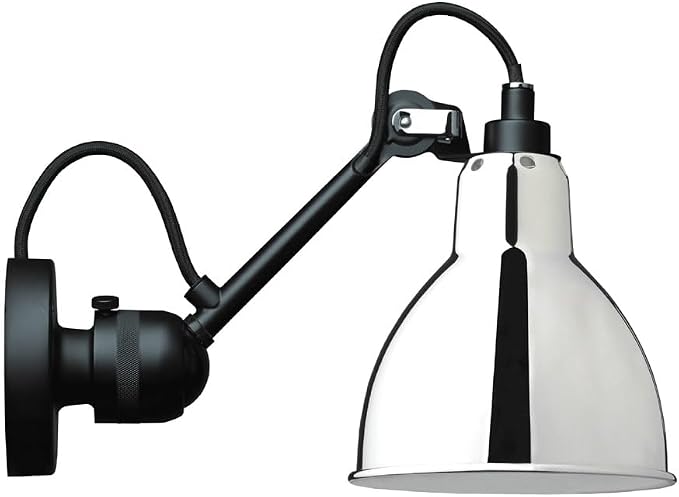 Adjustable Swing Arm Sconce Light Retro Metal Lamp Vintage Industrial Lantern for Kitchen, Living Room, Bedroom,Silver-Short arm