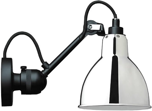 Adjustable Swing Arm Sconce Light Retro Metal Lamp Vintage Industrial Lantern for Kitchen, Living Room, Bedroom,Silver-Short arm