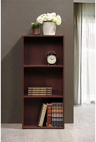 Hodedah 3-Shelf Bookcase in Mahogany