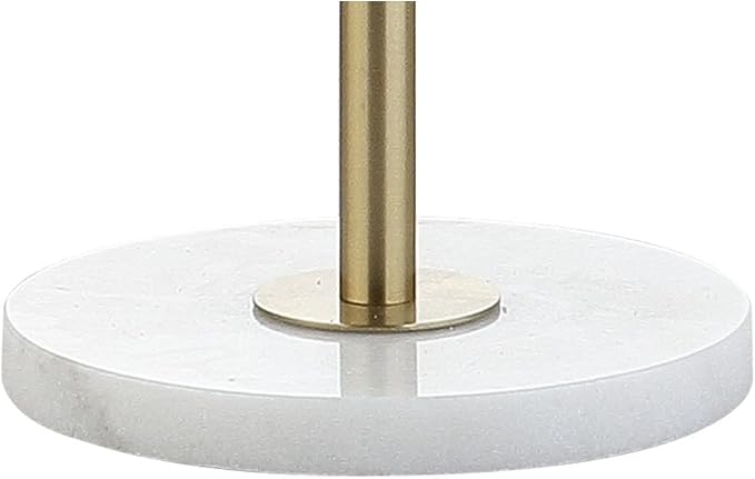 JONATHAN Y 65" Brass Gold and White Marble Adjustable LED Floor Lamp, Modern Glam Standing Light for Living Room Bedroom, White Linen Shade, Bulb Included JYL3022A