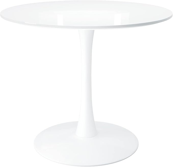 MODHOLIC Tulip Wood Top Dining Table, 36" Round White