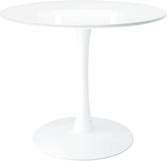 MODHOLIC Tulip Wood Top Dining Table, 36" Round White