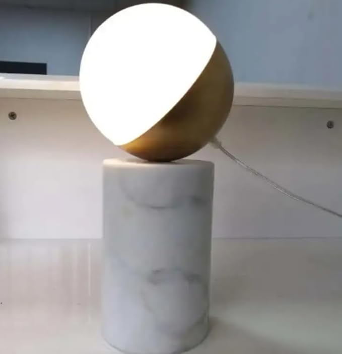 Luminara Glass & Marble Globe Table Lamp | Modern Lighting for Bedroom, Living Room, Office