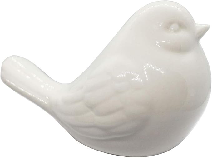 New White Bird Figurine, Ceramic Chubby Bird Figure Cottage Animal Bird Statue Decorations for Home Garden Decor Accents