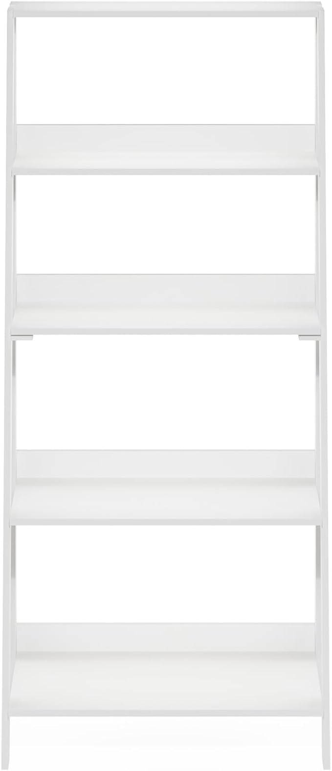 Furinno 5-Tier Ladder Shelf, White Ladder Book Shelf, Open Design Bookshelf, Display Storage Shelves, 13 x 23.6 x 53.5, for Living Room, Home Office, Plain White