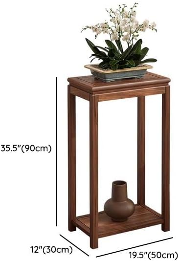 Mid-Century Solid Wood Plant Stand, 2-Tier Tall Narrow Plant Holder Display Table, Corner Small Side Table by Sofa Couch (19.7" L x 11.8" W x 35.4" H)