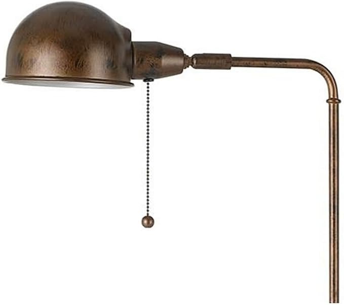 HomeStock 16" x 10" x 15.8" Bronze Pharmacy Table Lamp with Adjustable Head Pull Chain Switch and Tubular Frame for Classic Focused Task Lighting