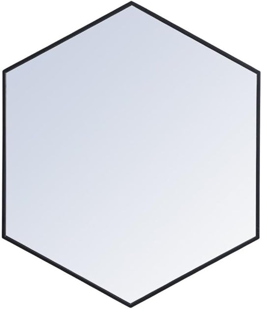 Elegant Decor Eternity 32" x 38" Hexagonal Metal Frame Mirror in Black