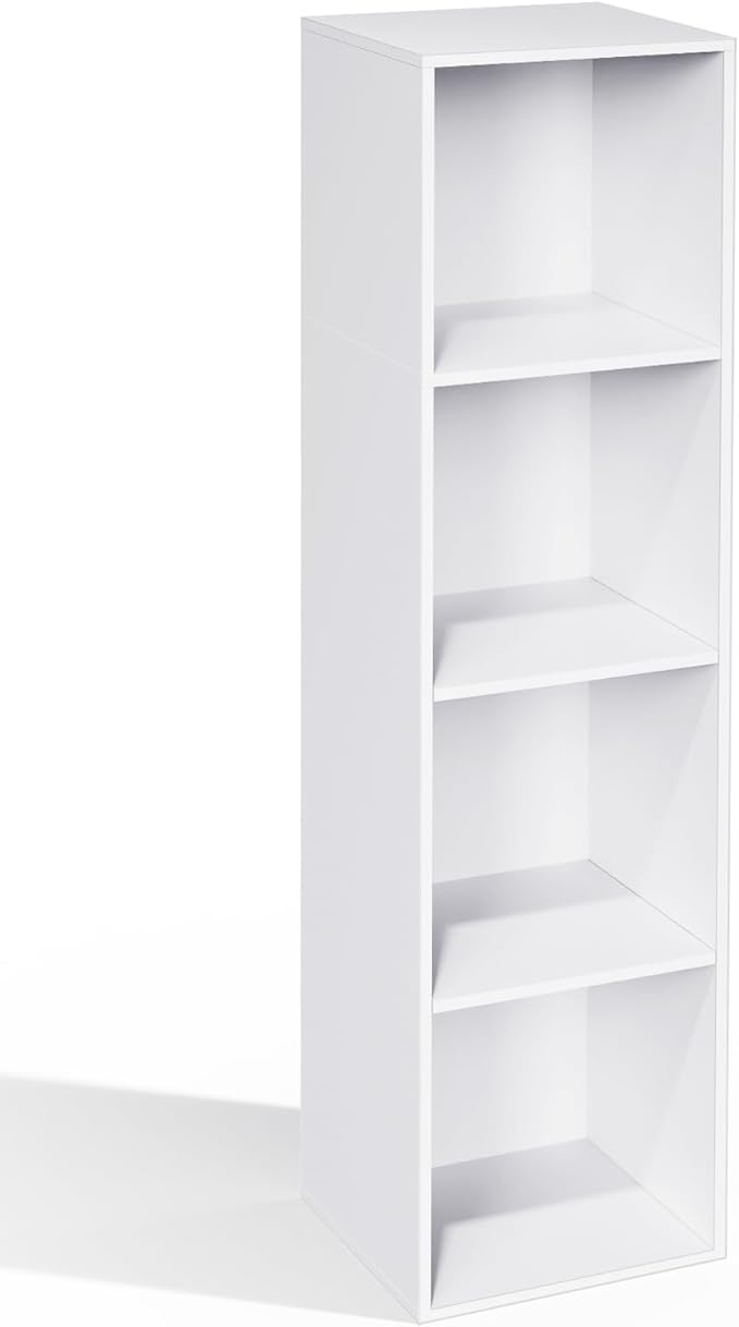 4 Cube Storage Organizer, 4 Tier Cube Low Bookcase Freestanding Storage Display Organizer, Four-Cubes Open Shelf Bookshelf for Home Office (White, 4-Cube)