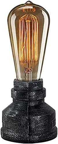 Vintage American Village Style Table Lamps Creative Lights Alloy Metal Water Pipe Night Light,Rustic Loft Industrial Steampunk Retro Base E26 LED Edison Table/Desk Lighting Fixture