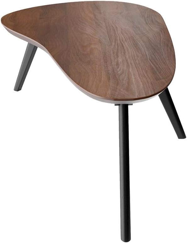 Inmod Kidney Shaped Coffee Table, Walnut/Black Mid Century Modern Coffee Table