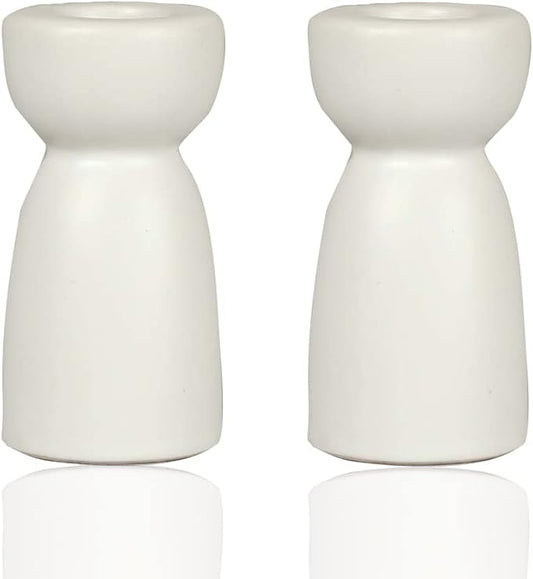 Candlestick Holders, Ceramic White Taper Candle Holder Candlelight Stand, Modern Boho Candle Holders for Desktop Table Setting Dining Bathroom Home Wedding Party Decoration,2 Pack
