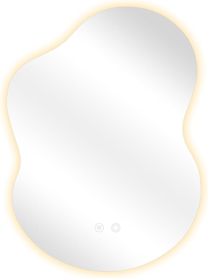 Asymmetrical Lighted Mirror for Bathroom,Modern LED Vanity Mirror with Backlit,Fog-Free,Tri-Color Dimmable Lighting with Memory Function,Hardwire Ready [Horizontal/Vertical] 30" H x 22" W