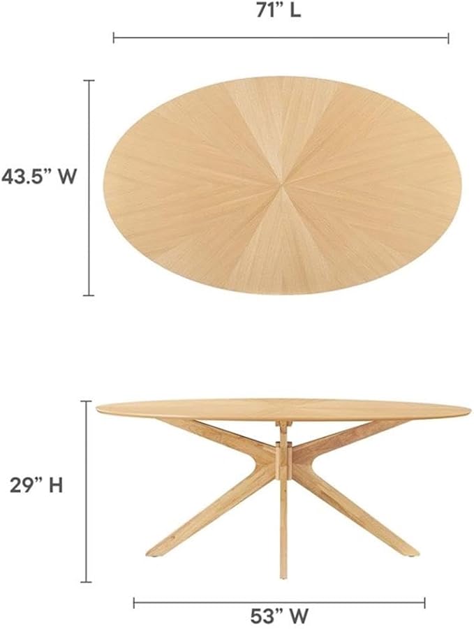 Modway EEI-3849-OAK Crossroads 71" Oval Wood Dining Table, Oak