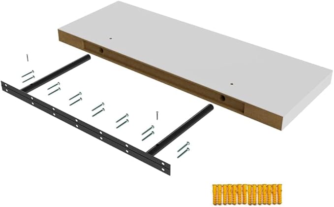 Floating Shelf, Set of 1 Wall Shelf, 24 in W x 12.75 in D x 2 in H Wooden Floating Wall Shelf with Invisible Brackets for Living Room/Bedroom/Bathroom/Kitchen Storage and Decor, White