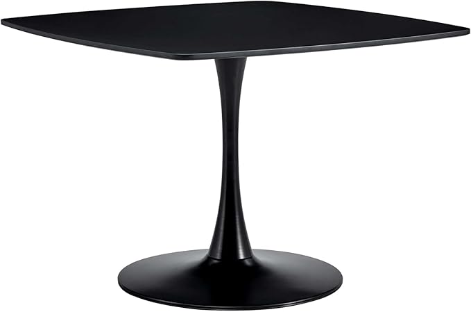 42 Inch Black Square Dining Table for 4-6 Person,Mid-Century Black Tulip Table Kitchen Dining Table with MDF Tabletop and Pedestal Base for Home Kitchen