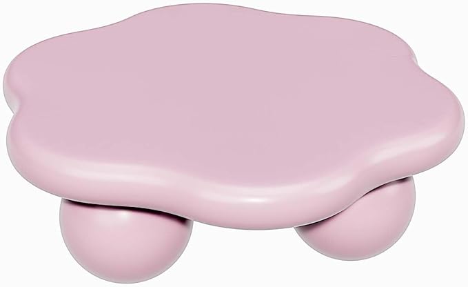 35" Modern Coffee Table Petal Shape Low Center Table Cute Irregular Indoor Tea Table with 3 Ball Legs for Living Room Apartment