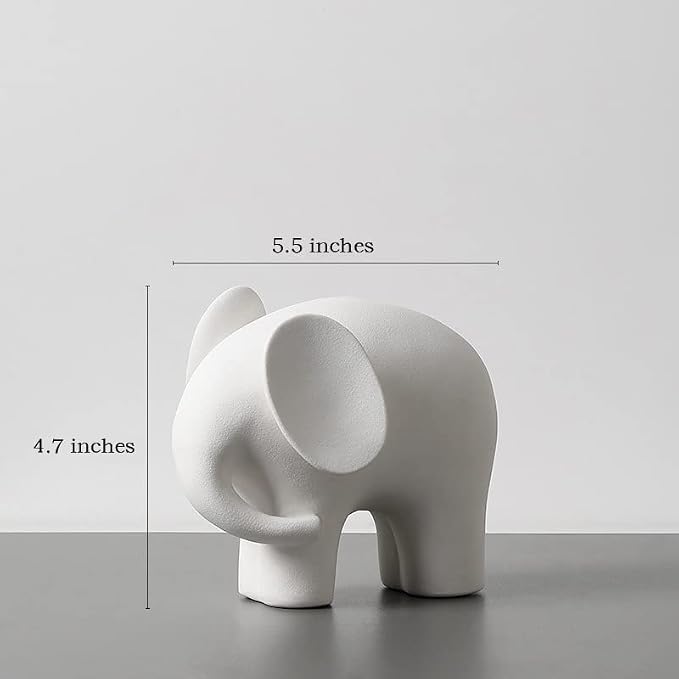 Modern Simple Ceramic White Elephant Living Room Home Office Decoration (Small White Elephant)