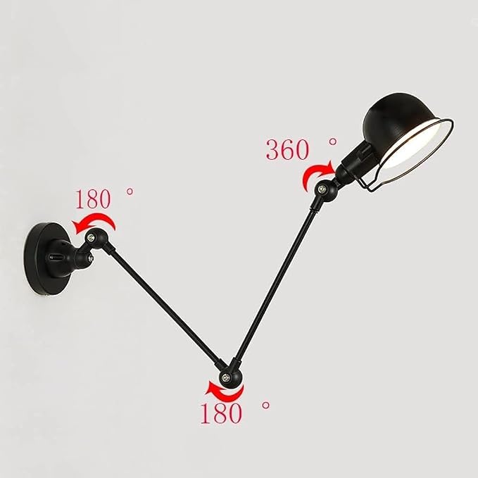 Swing Arm Wall Lamp, The Long of The Glass Light Iron Industrial Creative Telescopic Bedroom Retro Nostalgic