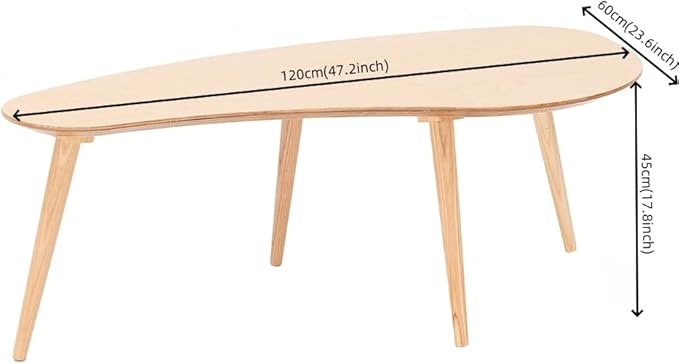 Solid Wood Table Desk, Coffee Table End Table Round for Kitchen Dining Room, Living Room, Bedroom and Restaurant, 4 Legs Removable-Natural