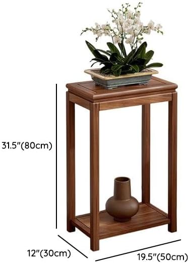 Mid-Century Solid Wood Plant Stand, 2-Tier Tall Narrow Plant Holder Display Table, Corner Small Side Table by Sofa Couch (19.7" L x 11.8" W x 31.5" H)