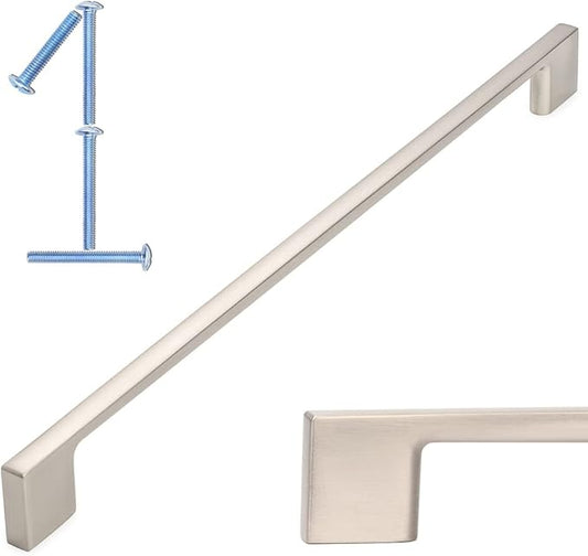 KOOFIZO 1 Pack 11-5/16 Inch Brushed Nickel Kitchen Cabinet Pulls Stain Nickel Cabinet Handles Silver Cabinet Hardware for Kitchen Cabinets Drawer P01 Dresser Cupboard Bedroom Bathroom