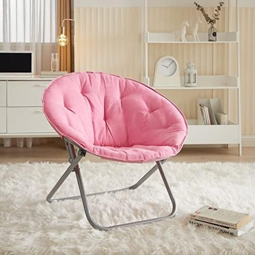 Urban Lifestyle Microsuede Saucer Chair for Adults,Pink, Cozy Folding Accent Chair for Bedroom, Dorm, or Lounge