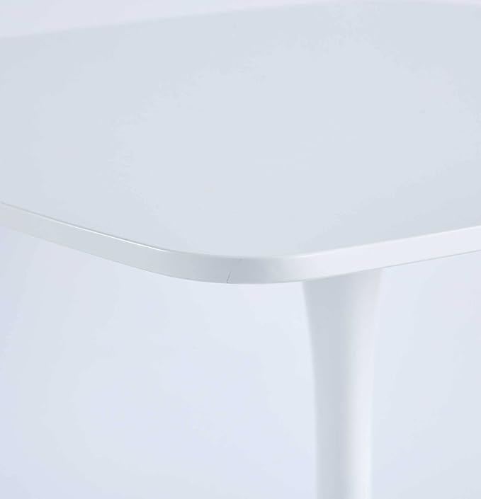 41.12 inches Square Dining Table for 4, Special Kitchen Table with Tulip Shape & Metal Pedestal Base, Mid Century Modern Bistro White Tulip Table for Kitchen, Small Space, Cafe