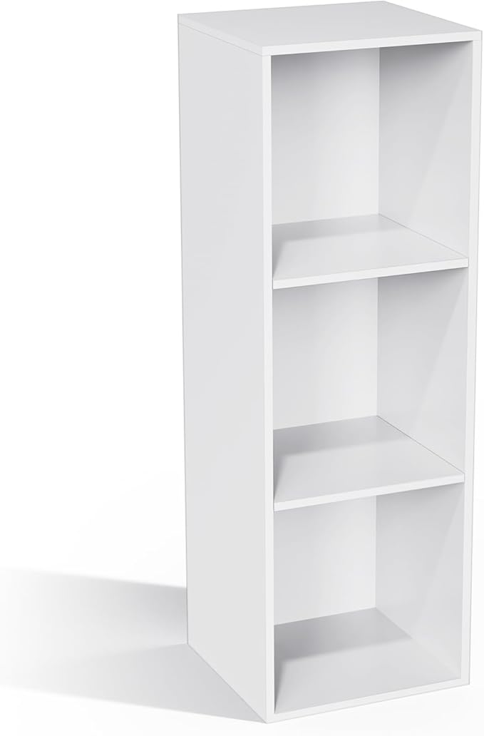 3 Cube Storage Organizer, Cube Shelf，3 Tier Cube Low Bookcase Freestanding Storage Display Organizer, Three-Cubes Open Shelf Bookshelf for Home Office (White, 3-Cube)