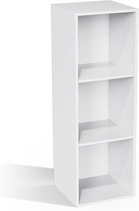 3 Cube Storage Organizer, Cube Shelf，3 Tier Cube Low Bookcase Freestanding Storage Display Organizer, Three-Cubes Open Shelf Bookshelf for Home Office (White, 3-Cube)