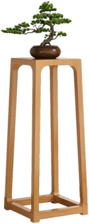 Solid Wood Plant Stand Indoor, Floor-Standing Plant Shelf with Storage, Tall Side Table with Mortise and Tenon Joint, Retro Style Accent Table for Small Spaces(Natural,60cm-23.6in)